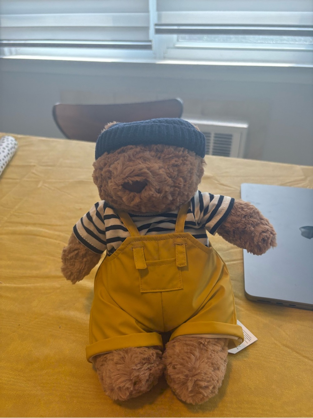 Plush Jellycat Teddy Bear in Yellow Overalls and Navy Beanie - Kids Toy